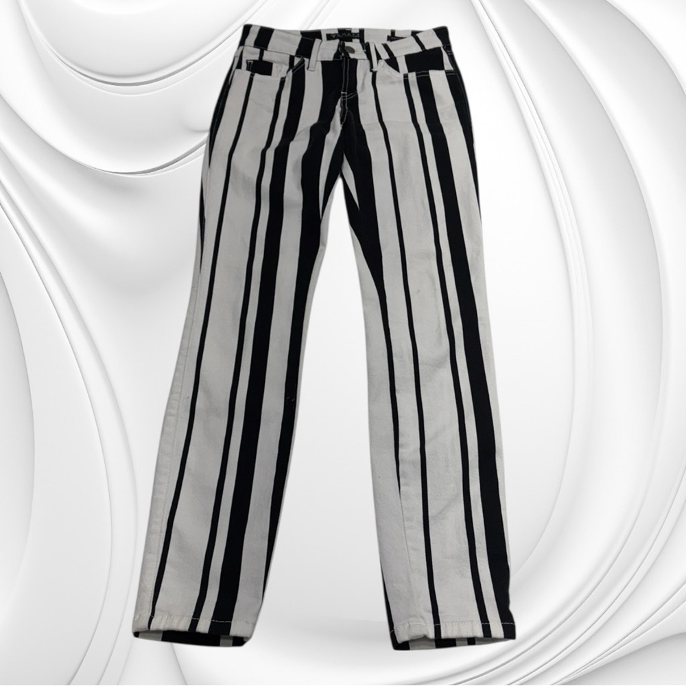 GUESS Women’s 23 Black White Striped BRITTNEY LEGGING Jeans